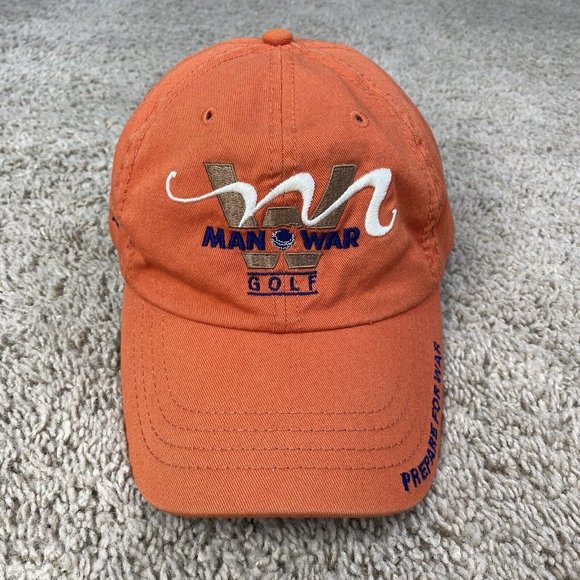 American Dry Goods Man Of War Golf Hat Myrtle Beach Orange OSFA Strapback Cap - Picture 2 of 10